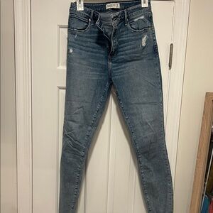 Abercrombie & Fitch Women's Distressed Blue Skinny Jeans
